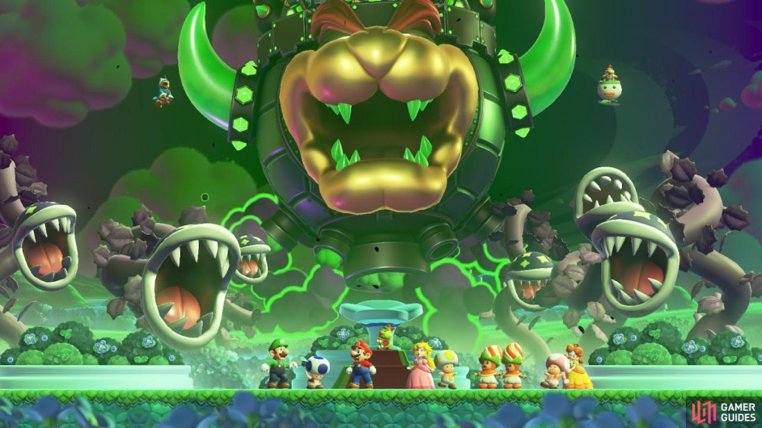 After stealing the mythic Wonder Flower, Bowser terrorizes the Flower Kingdom