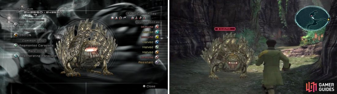 [Left] Gurangatch Enemy Intel. [Right] Mark Location.