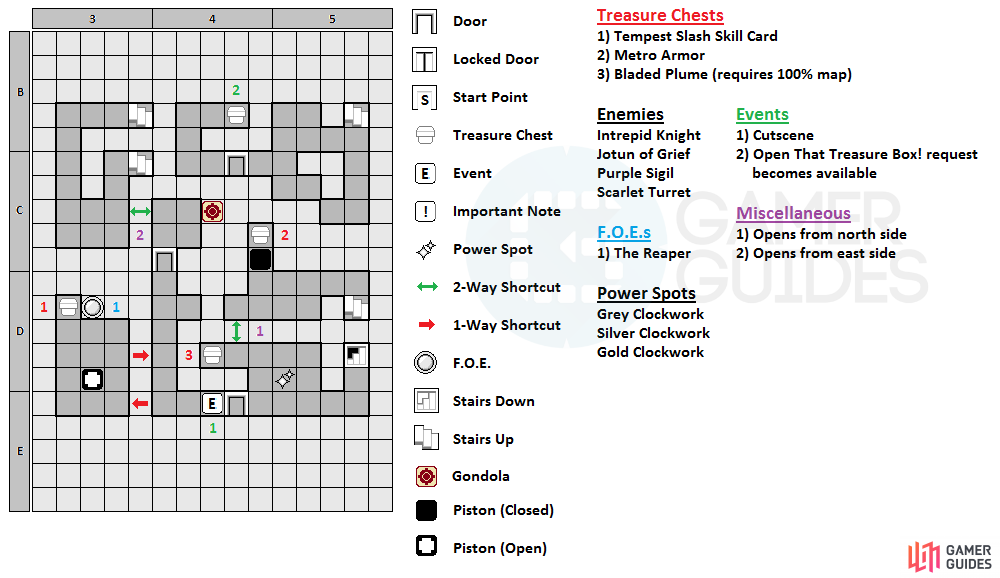 The map for the sixth floor of Clock Tower.