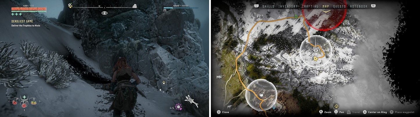 The location of the footholds (left) for the Faros Automated Solutions vantage point, as well as its location on your map (right).