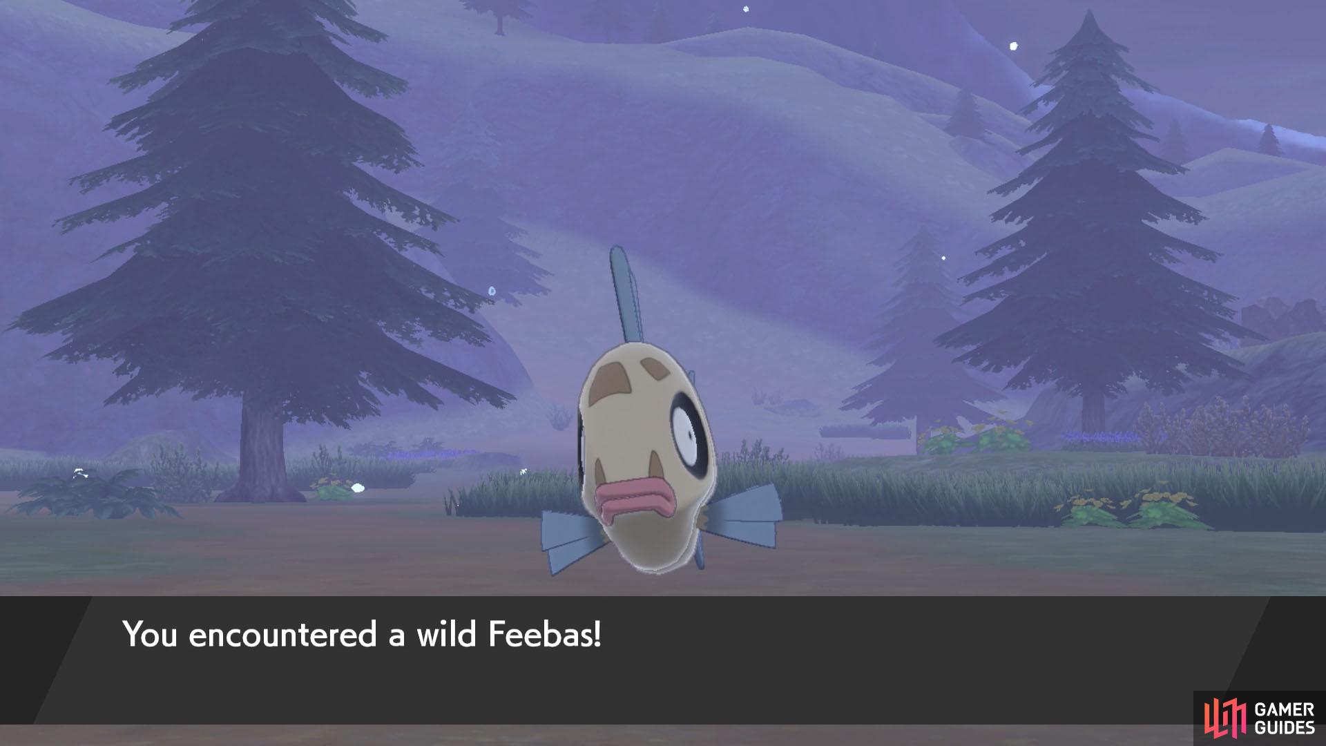 There’s an exceedingly low chance of finding Feebas when traveling across water.