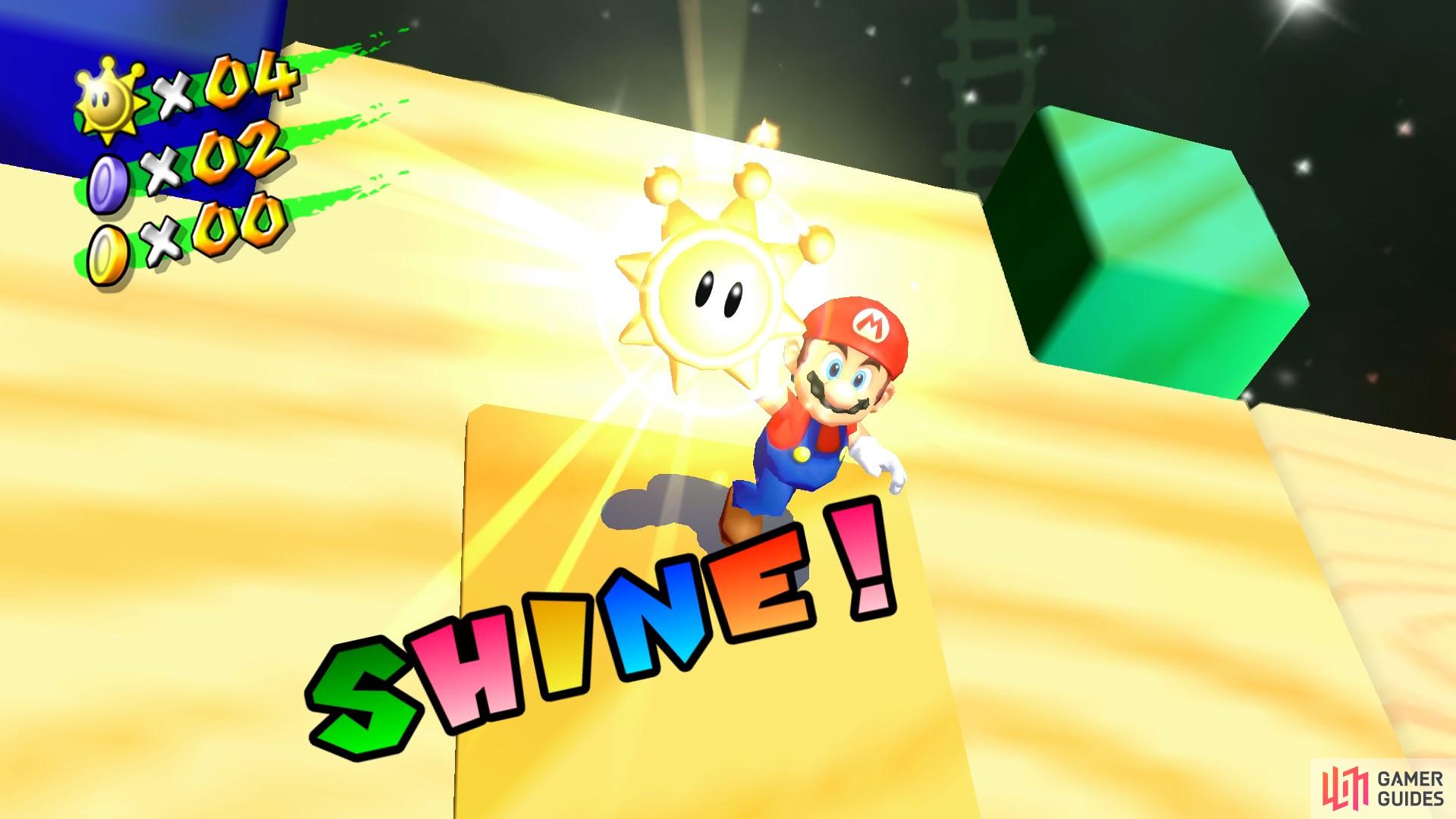 When you make it to the end of the obstacle course, you’ll be able to grab the Shine Sprite.