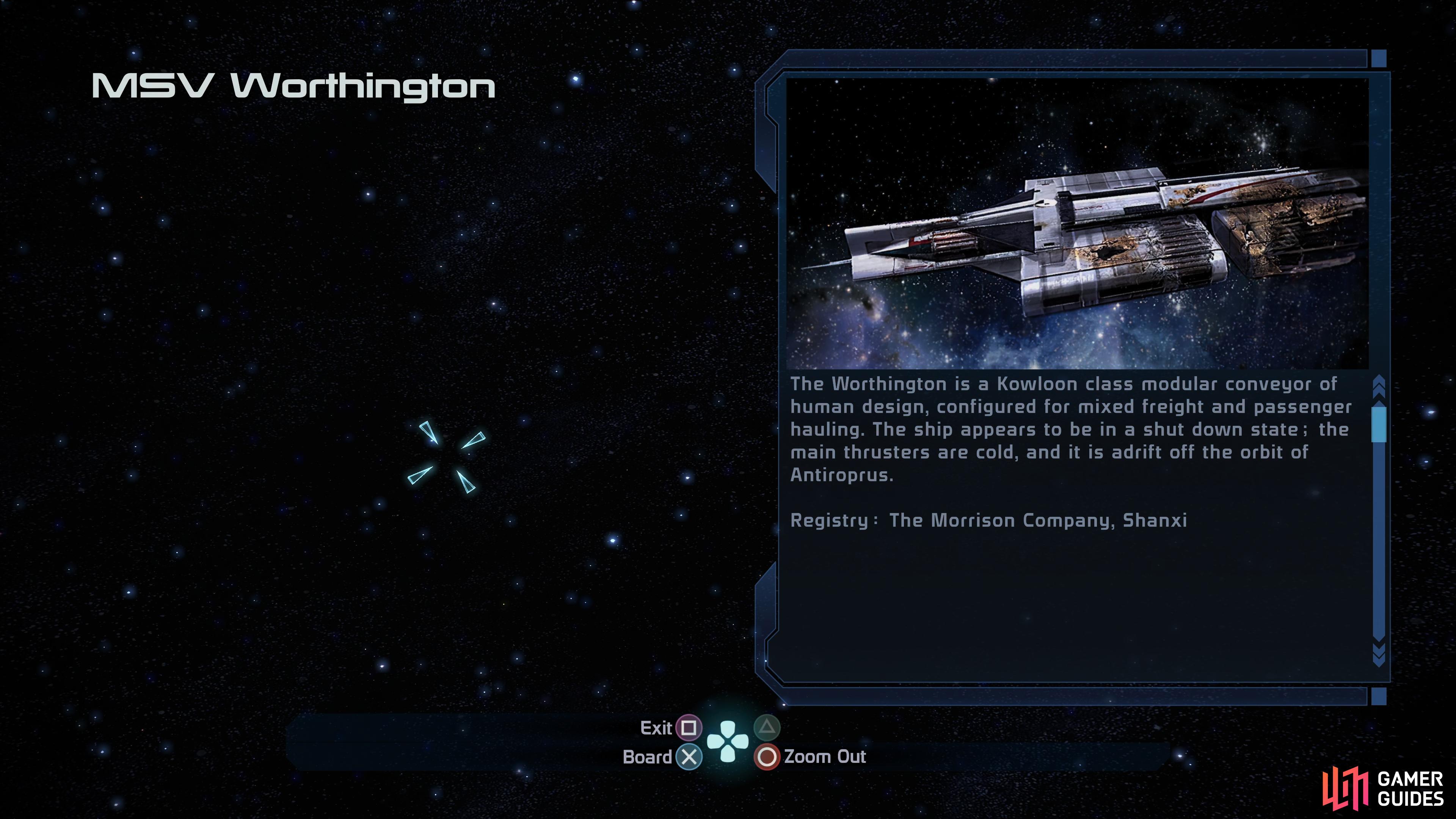 You’ll find the derelict MSV Worthington in the Ming system.