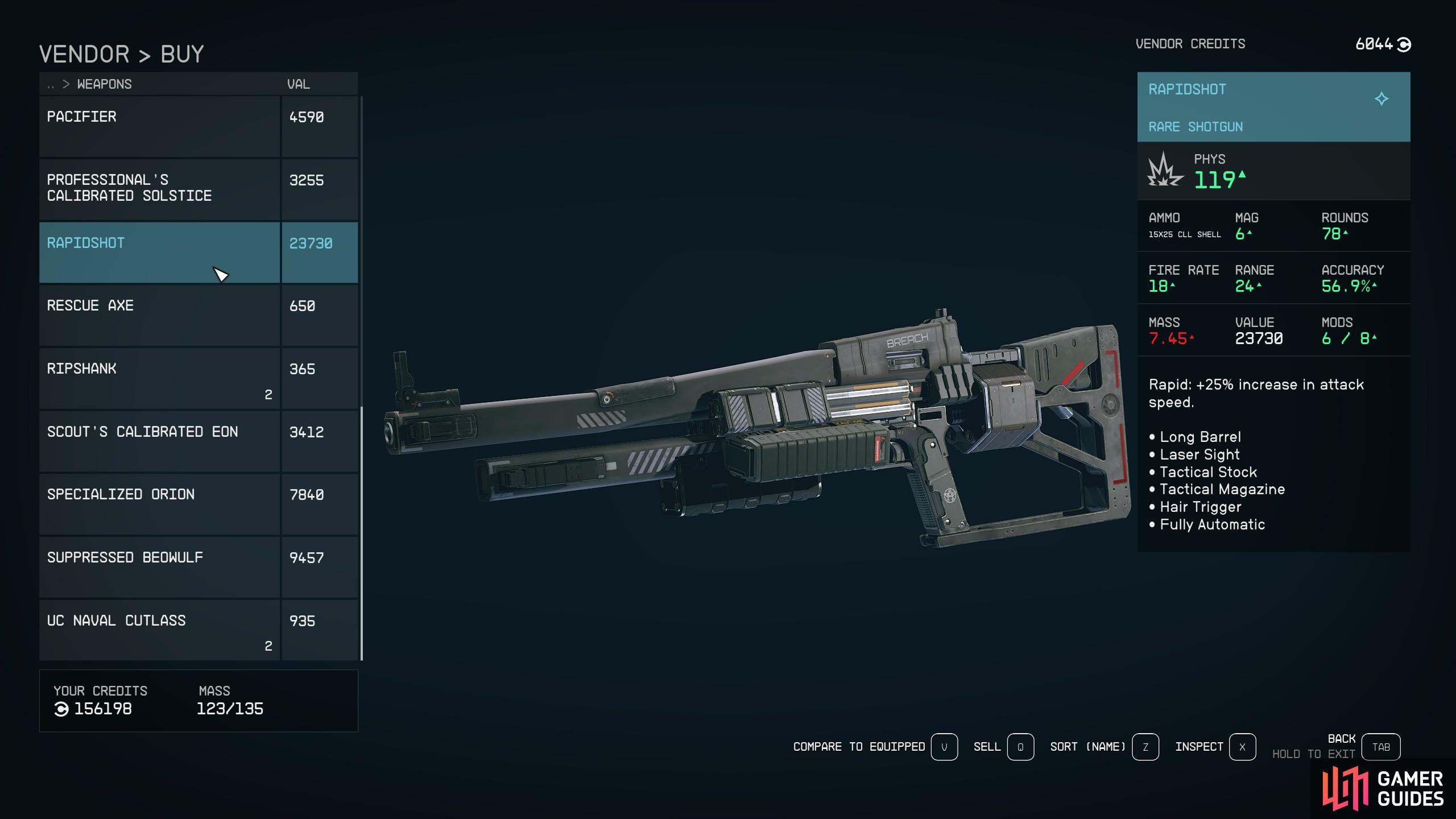 The Rapid Shot’s attack speed allows you to make work and deserves a spot on Starfield’s best Shotgun weapons list.