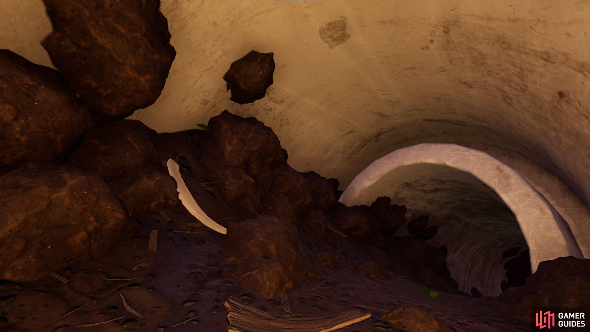 Inside the pipe in the mushroom forest in the southern central area of the Upper Grasslands.