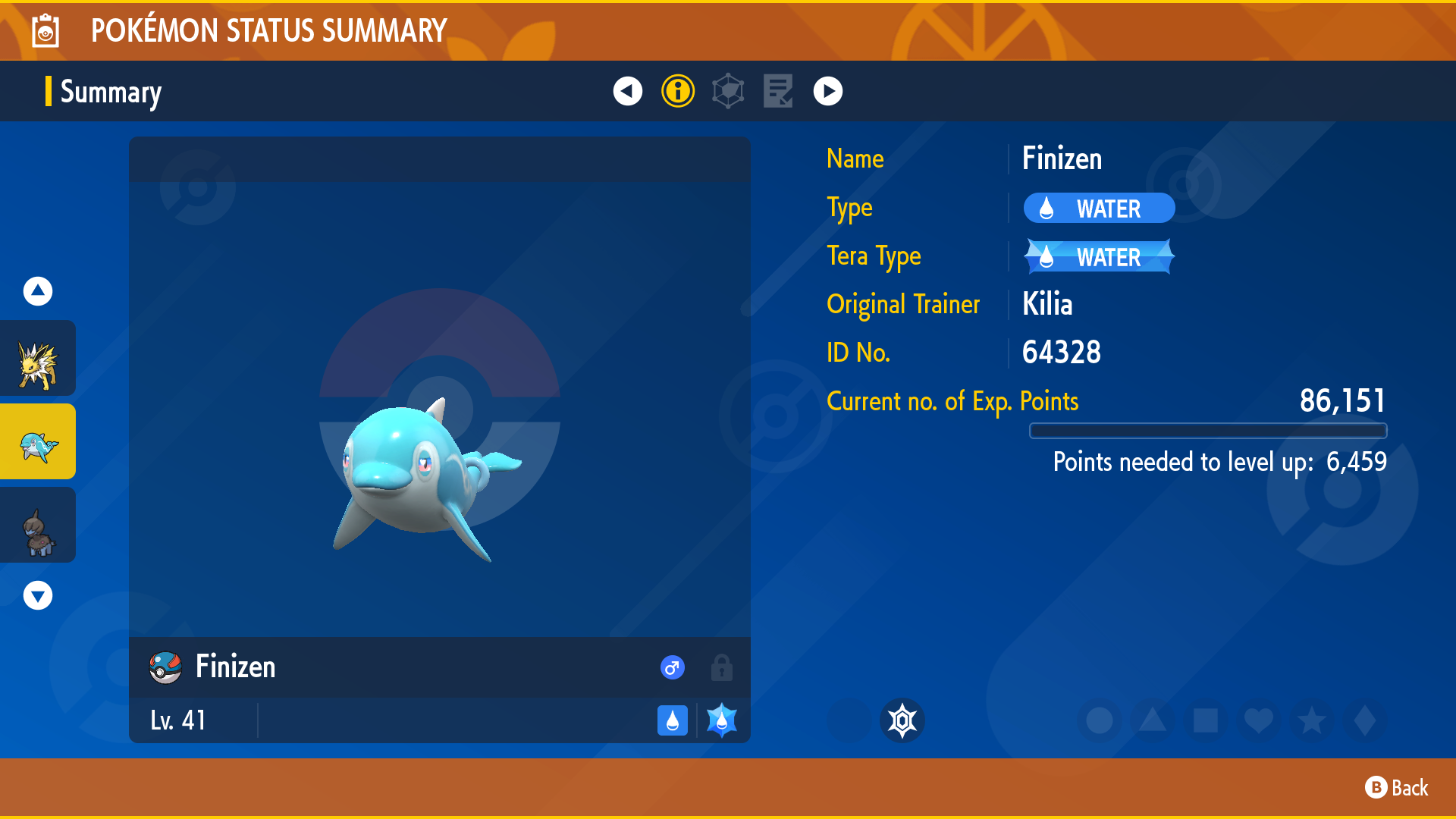 Finizen is a Water Type Pokemon.