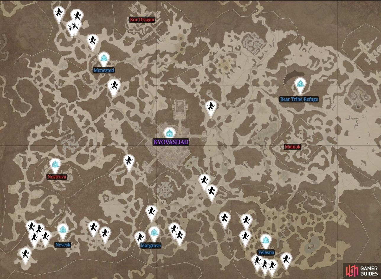 Here are some decent farm routes in Fractured Peaks to help you get your Crushed Beast Bones in Diablo 4. Map markers via the Gamer Guides Diablo 4 Interactive Map.