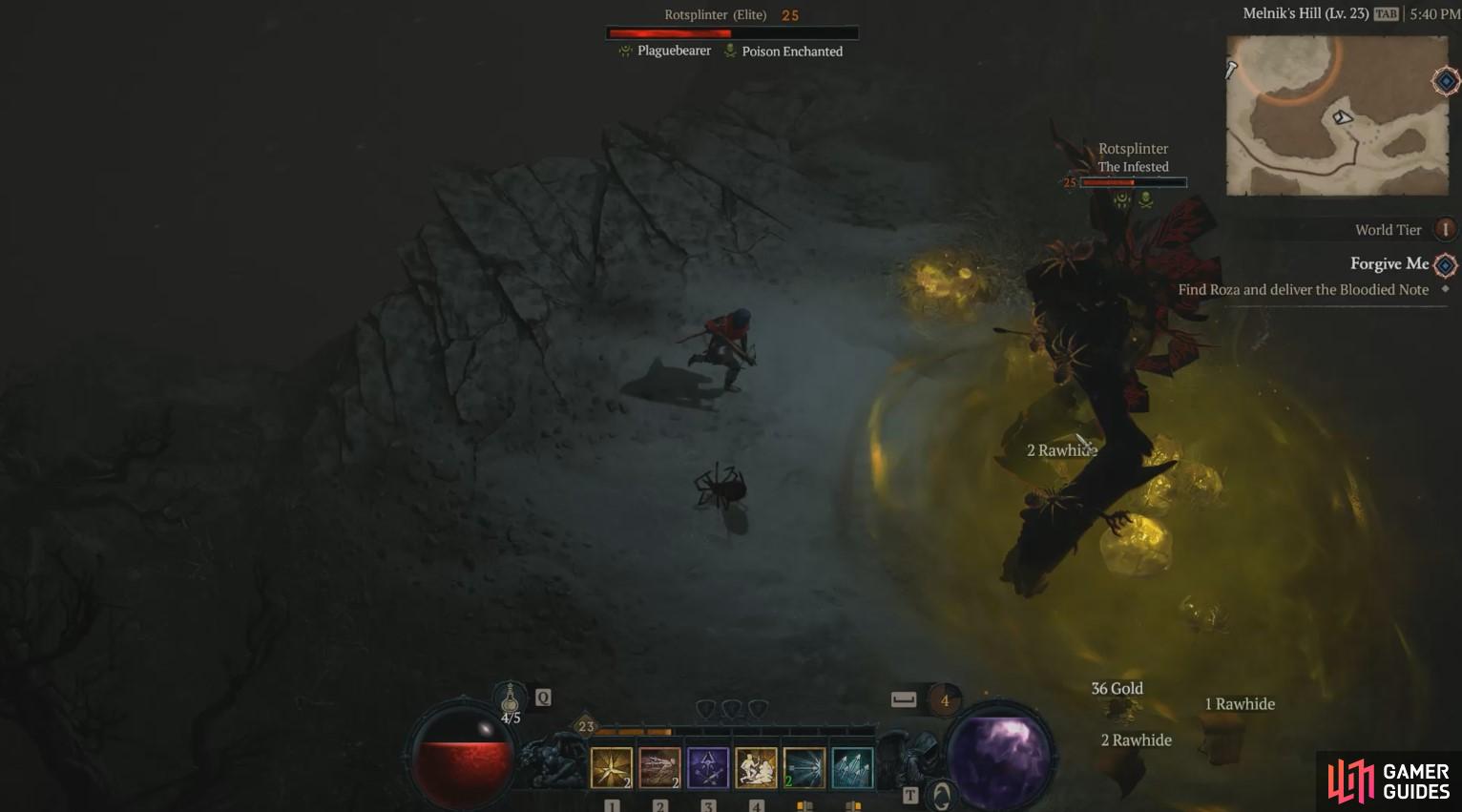 Rotlpinter is one of the Extremely Rare Monsters spawns in Diablo 4 found within Fractured Peaks.