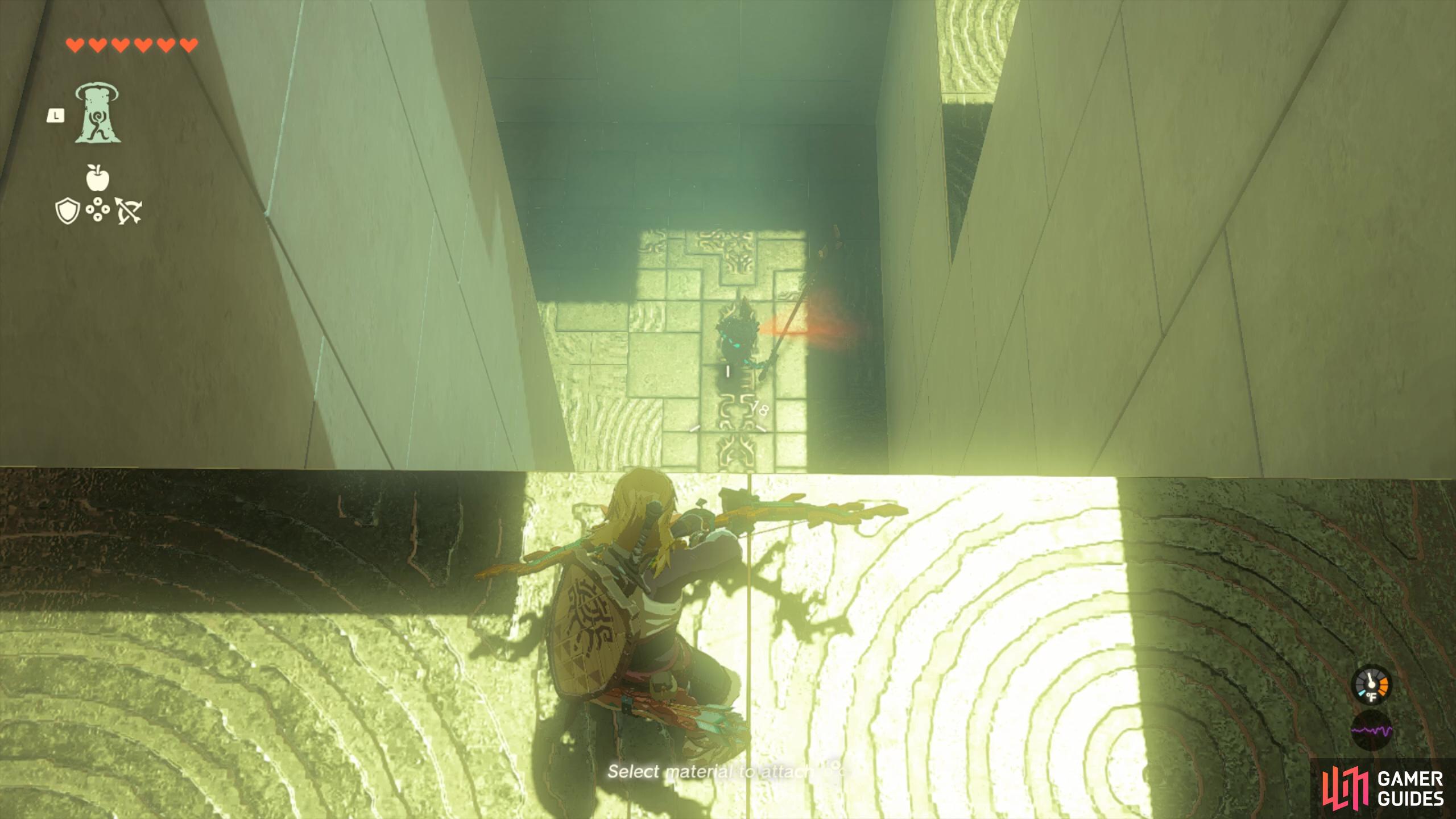 Shooting an arrow in a shrine. 