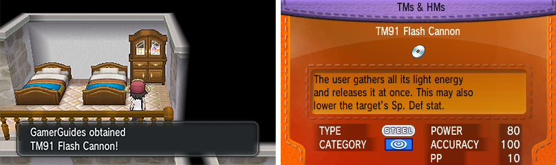 TM 91 - Flash Cannon: May lower opponent’s Sp. Def one stage.