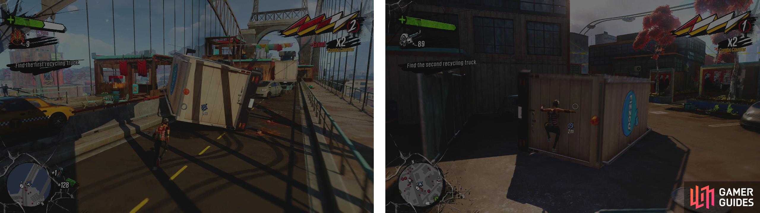 The first truck is located on the bridge near the mission start (left). The second is in a car park near the Oxford’s base (right).