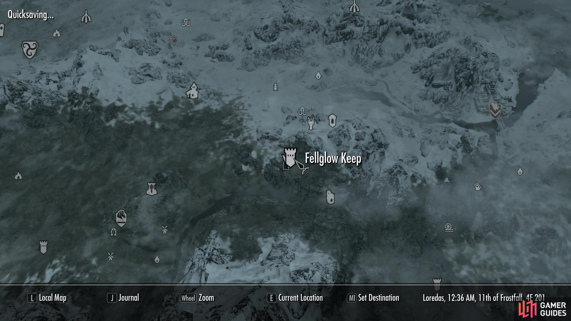 Fellglow Keep is found northeast of Whiterun. 